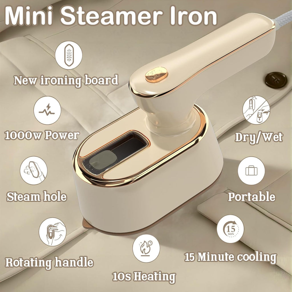 Skiennix Travel Steamer | Mini Portable Ironing Machine for Clothes - Ideal for College Dorms & Home (Beige)