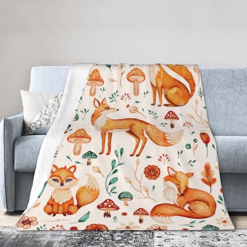 Homieblanket Fox Blanket for Boys Girls, Cute Fox Themed Design Printed Throw Blankets for Kids Lap, Chair Sofa, Warm Soft Cozy Blanket, 40"x 50"