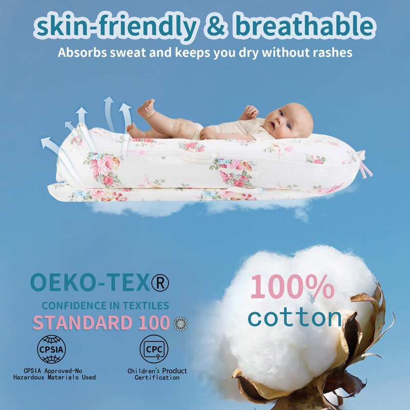 Baby Lounger Cover for Dockatot Deluxe + | 100% Cotton Hypoallergenic Newborn Premium Quality Spare Cover(Cover Only) (Rainbow)