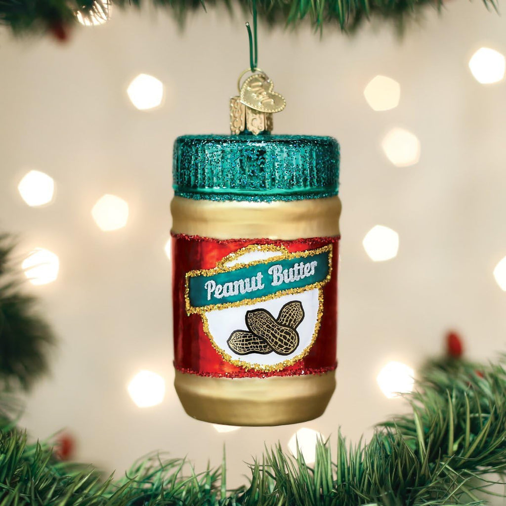 Old World Christmas Glass Blown Ornament - Handcrafted Peanut Butter Jar Decoration for Tree