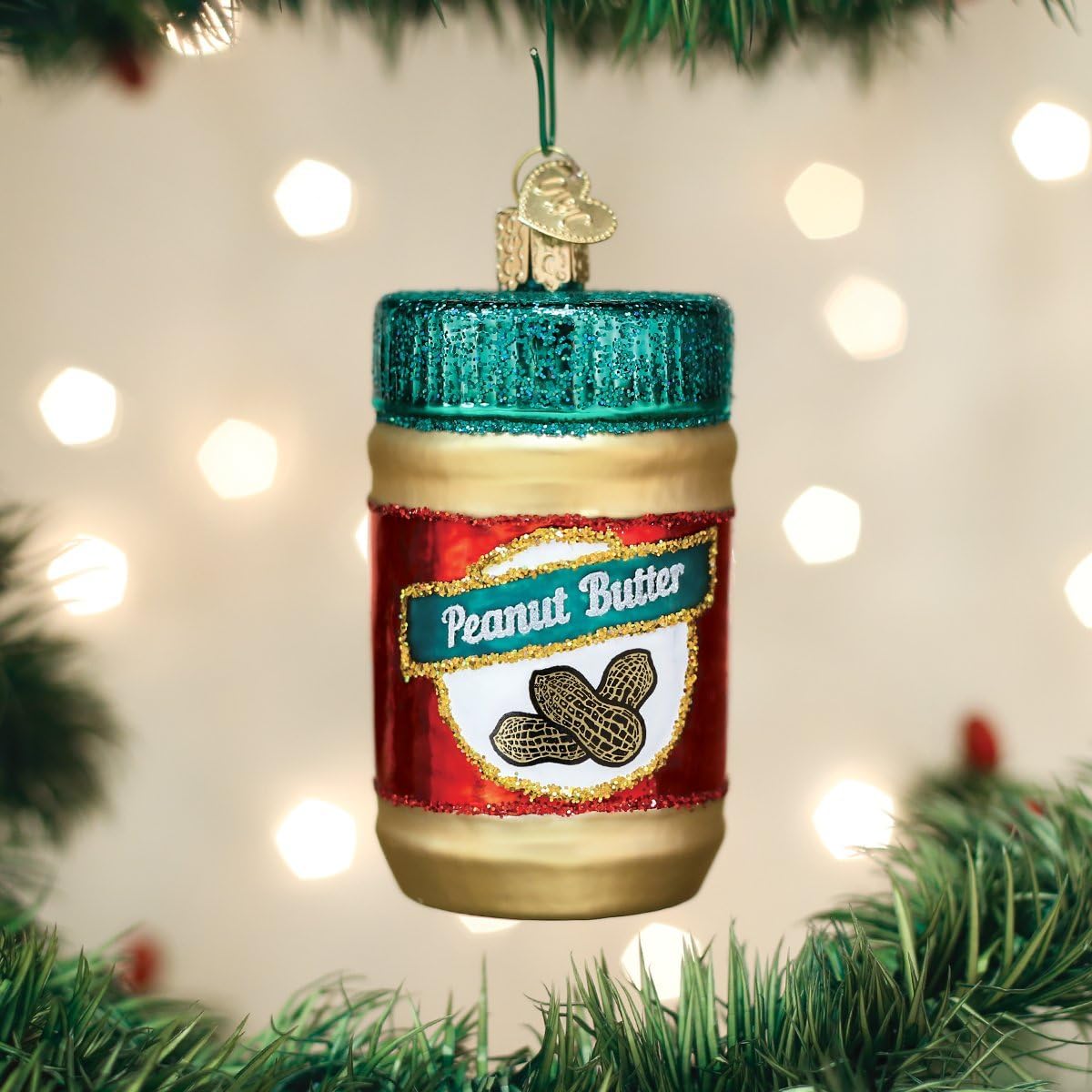 Old World Christmas Glass Blown Ornament - Handcrafted Peanut Butter Jar Decoration for Tree