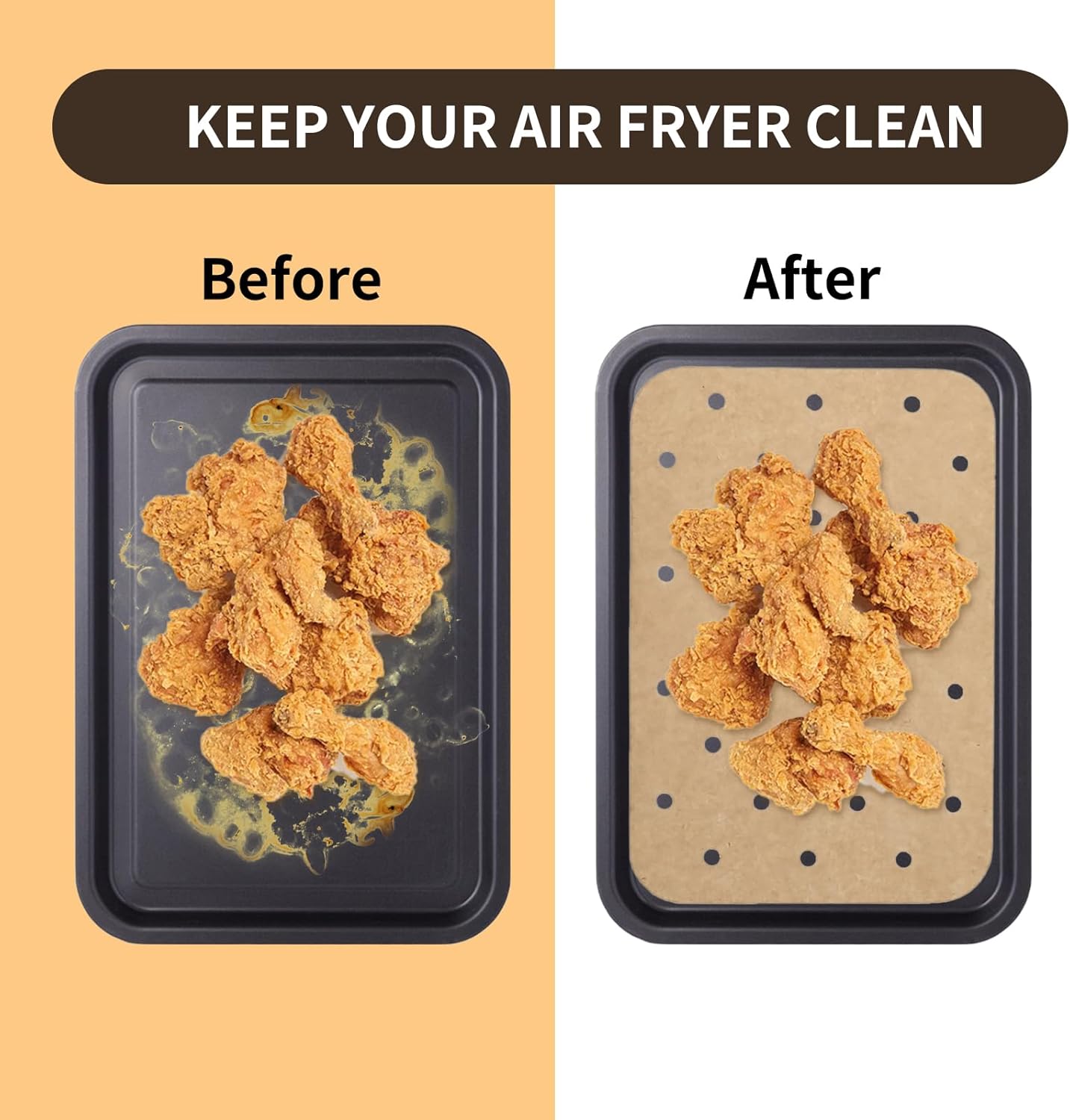 Skiennix Air Fryer Liners - 200 Disposable Non-Stick Parchment Sheets for Ninja Dual Foodi & Toaster Ovens