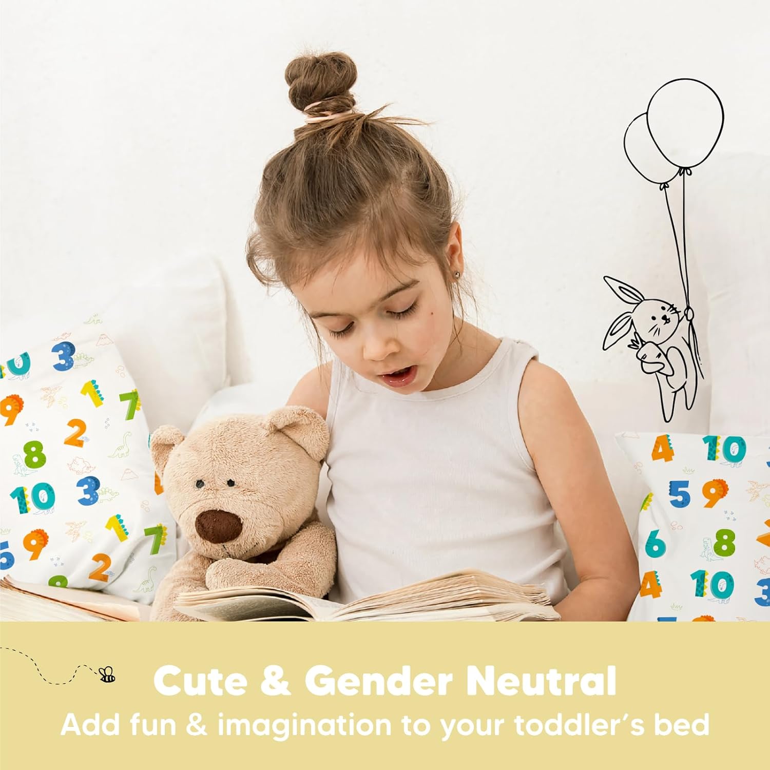 My Little Dreamy Toddler Pillow - 13x18 Organic Cotton Travel Pillowcase, Soft & Breathable for Ages 2-5