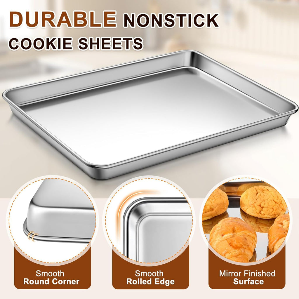 Skiennix Extra Large Stainless Steel Baking Sheet - Nonstick, Heavy Duty & Dishwasher Safe (20" x 14" x 1")