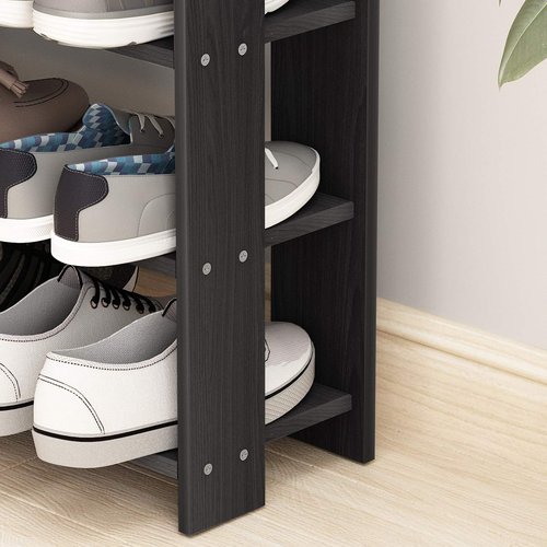 SogesGame 5-Tier Shoe Rack 29.5inch Wooden Shoe Storage Shelf Shoe Organizer,Blck,L24-BK-S8-US