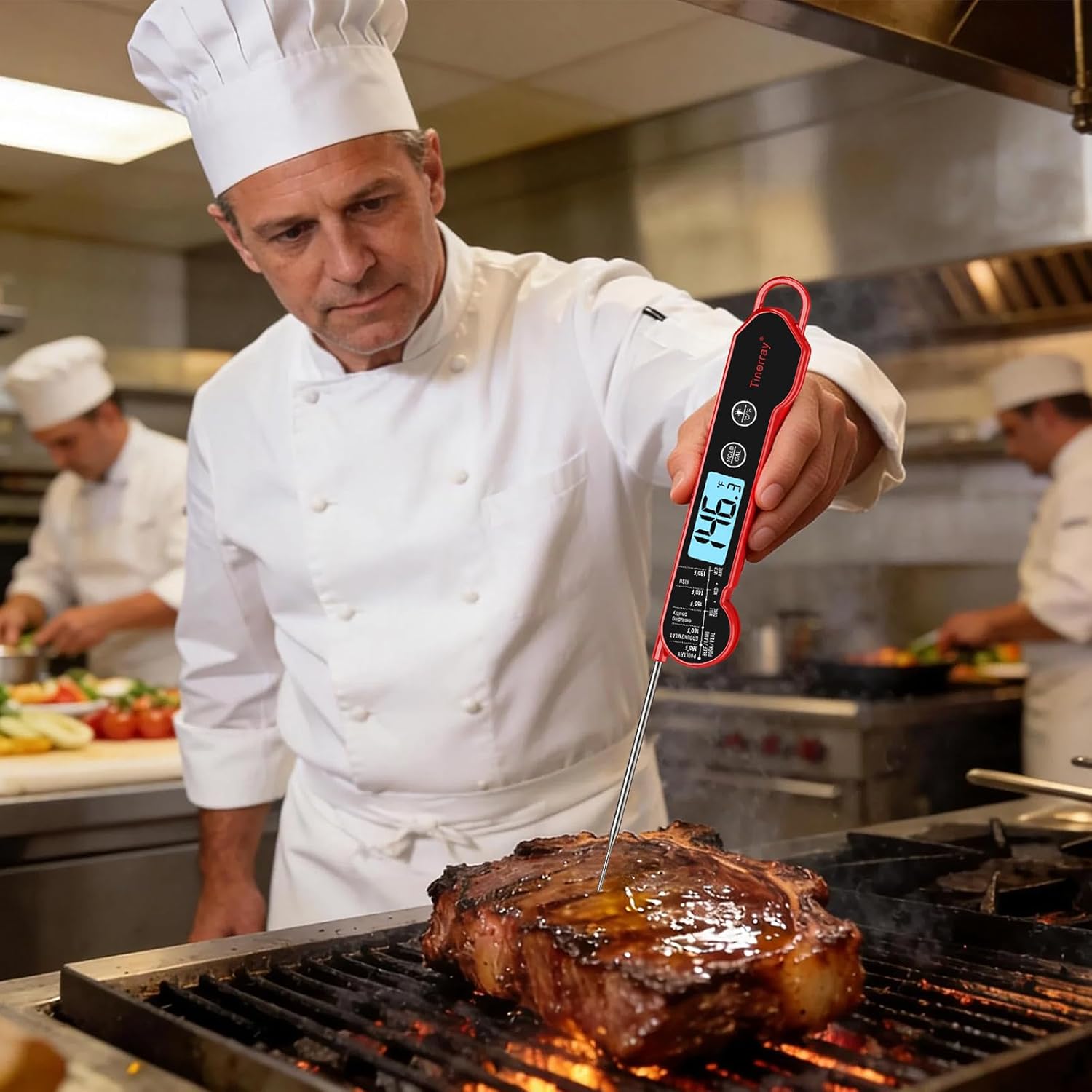 Professional Digital Meat Thermometer - Instant Read Waterproof Folding Probe with Backlight & Calibration | Ideal for BBQ, Grill, Cooking, and Liquids