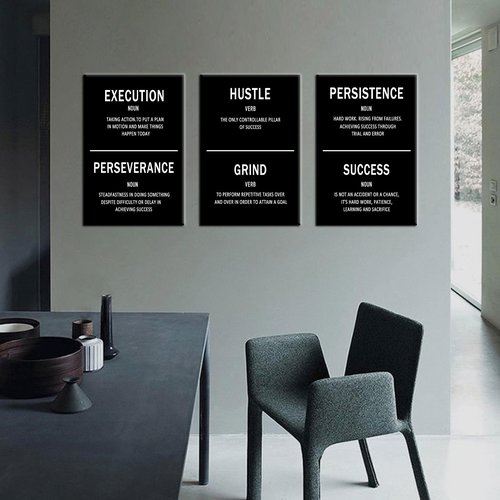 3 Piece Motivational Wall Art Office Decor for Success Positive Inspiring Wall Decor Inspirational Posters Motivational Quotes Picture Framed Entrepreneur Canvas Art for Office Artwork [48''W x 24''H]