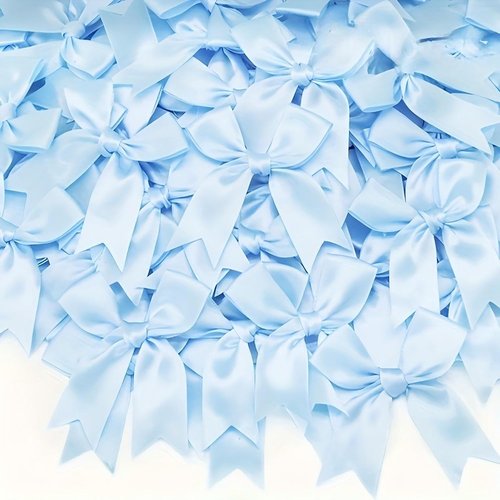 Blue Gift Wrap Bows - 50 Elegant Reusable Bows for Gift Wrapping | Light Blue Party & Holiday Decor