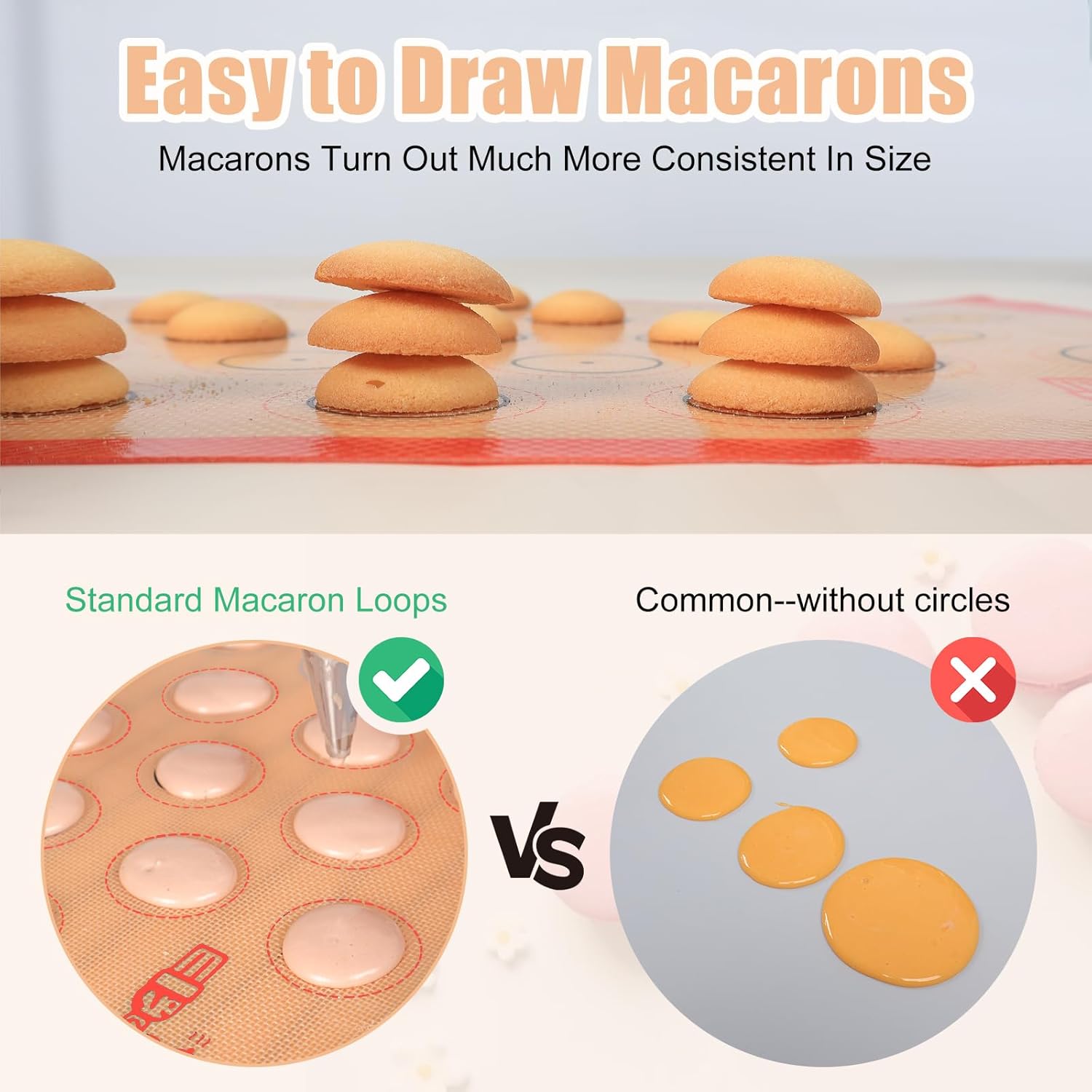 Skiennix Silicone Baking Mat Set - Non-Stick Macaron Liners for Cookies, Pans & More | 3 Colors: Red, Blue, Gray
