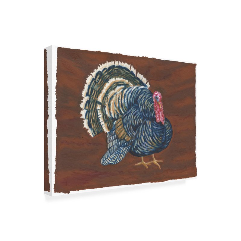 Trademark Fine Art Canvas Wall Art - Andrea Strongwater 'Game Birds Turkey' Wall Art for Living Room, Bedroom, or Office Décor 19 x 14 Inches