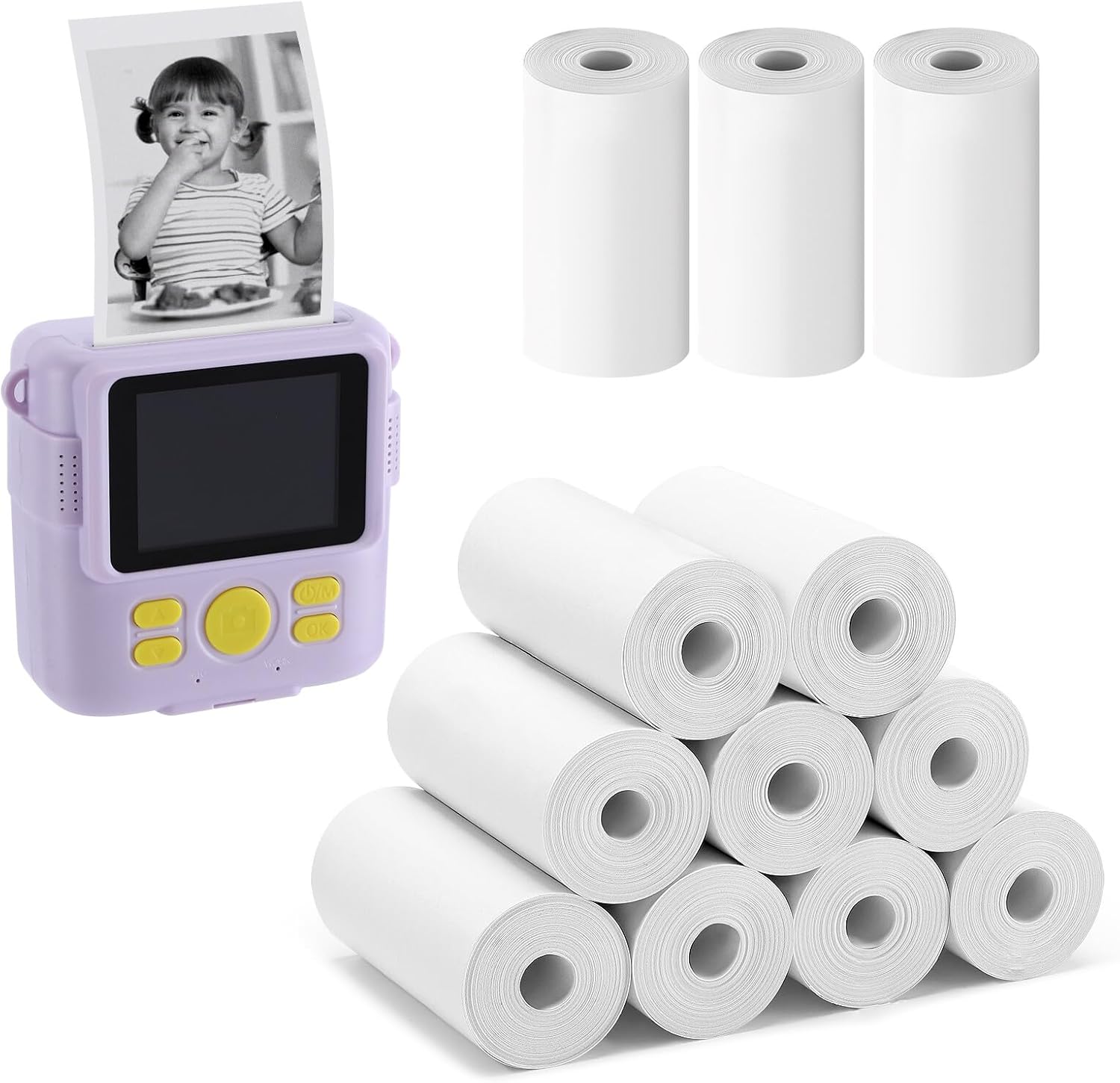 Skiennix Instant Camera Print Refill Paper - 12 Rolls of Thermal Photo Printer Paper for Kids, Perfect Birthday Gift