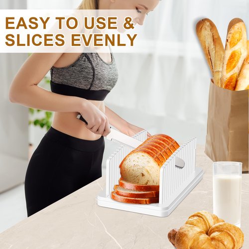 Kiss Core Upgrade Pull Out Bread Slicer for Homemade Bread, Foldable Bread Slicing Guide,Removable Cutting Board, Slice Evenly, Bread cutter slicer Suitable for Bread Making Supplies