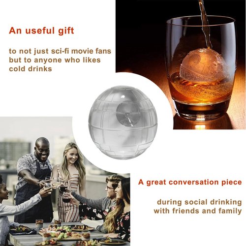 Ice Cube Mold 6 Pack Silicone 3D Space Station Ice Molds Sphere Big Ice Ball Maker for Whiskey, Bourbon and Cola (6)