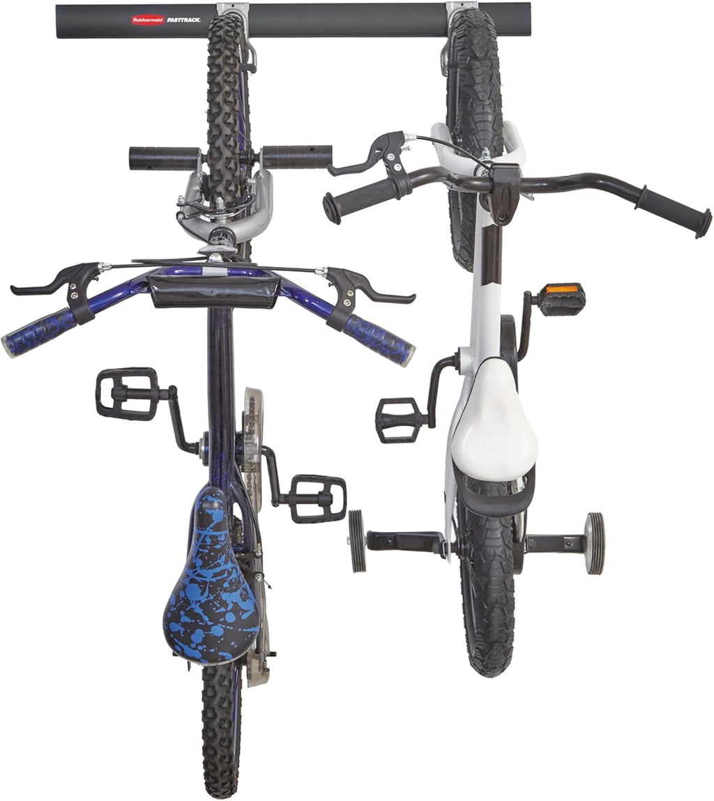 Rubbermaid FastTrack Bike Storage Kit - Heavy-Duty 3-Piece Rail Hook Organizer for Garage & Home