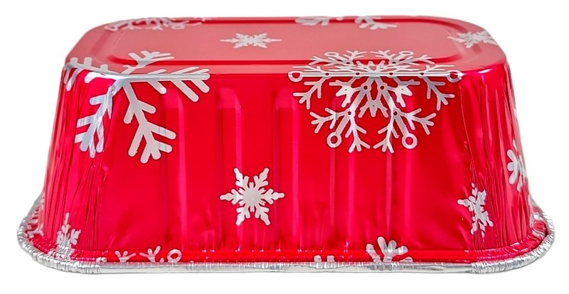 PACTOGO Disposable 1 lb. Red Holiday Christmas Aluminum Foil Small Mini Loaf/Bread Baking Pans with Clear Dome Lids (Pack of 12 Sets)
