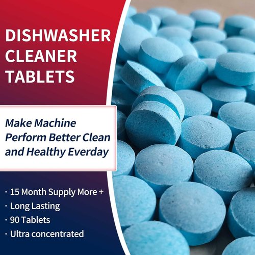 Dishwasher Cleaner Tablets by EcoClean - 90 Mint Fresh Tabs for Deep 360° Grease & Limescale Removal