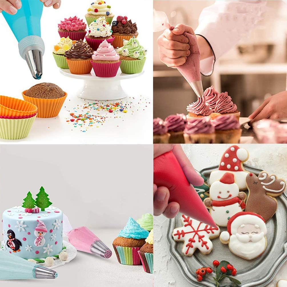 Tipless Piping Bags by 122Pieces - 100 Disposable Pastry Bags for Icing & Cookie Decorating - Includes 10 Ties, 10 Clips & 2 Scriber Needles - Ideal for Cakes & Cookies (10 Inch)