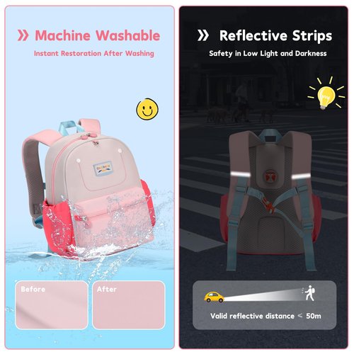 Sisipoet Cute Toddler Backpack, Kindergarten Backpack for Girls Boys 2-5, 12" Kids Mini Preschool Bags Pink for School & Travel