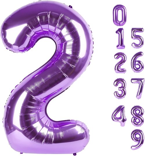 40-Inch Purple Number Balloons by [Brand Name] - Perfect for 2nd, 12th, and 21st Birthday Celebrations