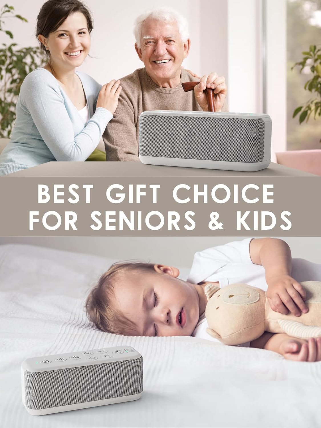 OnLyee White Noise Machine - USB Rechargeable Sound Machine with 42 Soothing Sounds for Sleep & Focus
