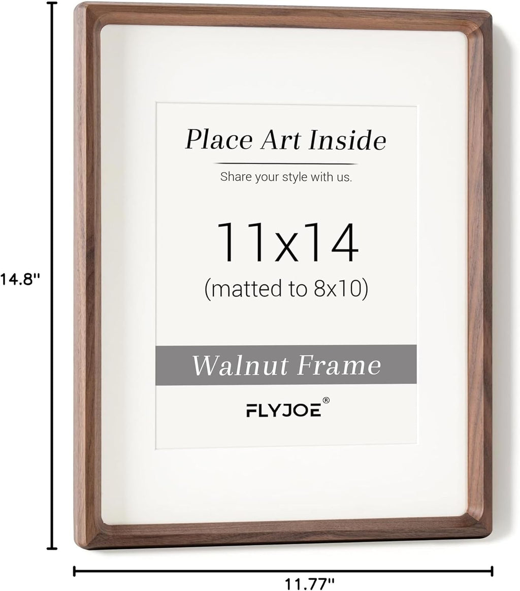 Natural Walnut Wood Picture Frame by USA-Sourced | Handcrafted 11x14 with Tempered Glass for 8x10 Photos