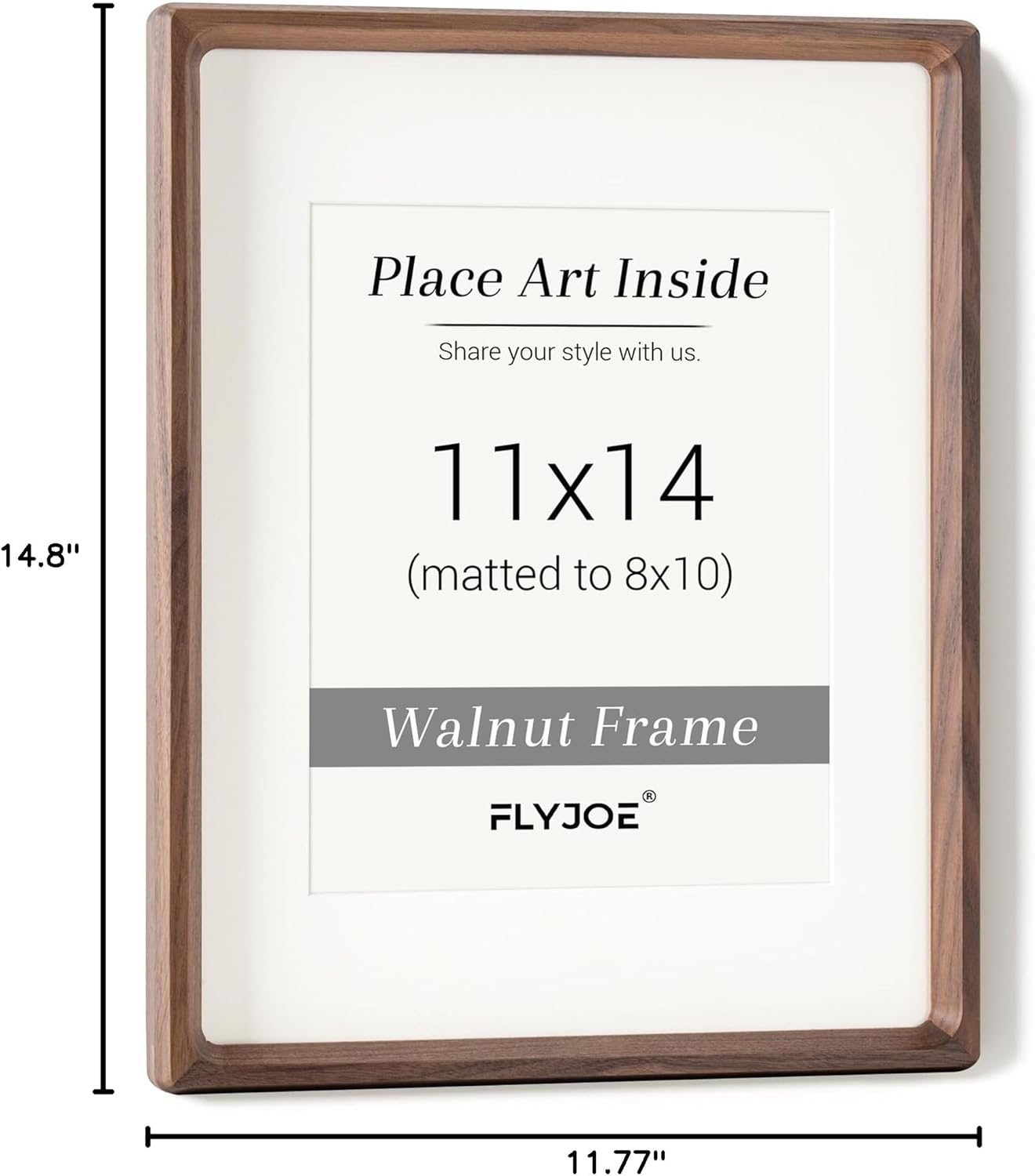 Natural Walnut Wood Picture Frame by USA-Sourced | Handcrafted 11x14 with Tempered Glass for 8x10 Photos