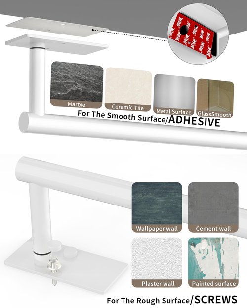WZKALY White Paper Towel Holder Under Cabinet, Self Adhesive or Wall Mounted SUS304 Stainless Steel Paper Towel Holder for Kitchen, Bathroom, Farmhouse, Barbecue and Laundry (White)
