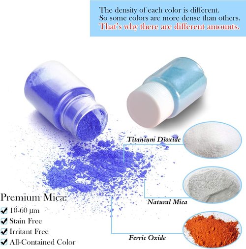 Mica Powder | 15 Bottles Slime Pigment Set for Soap, Candle, and Resin Crafting - Vibrant Colors