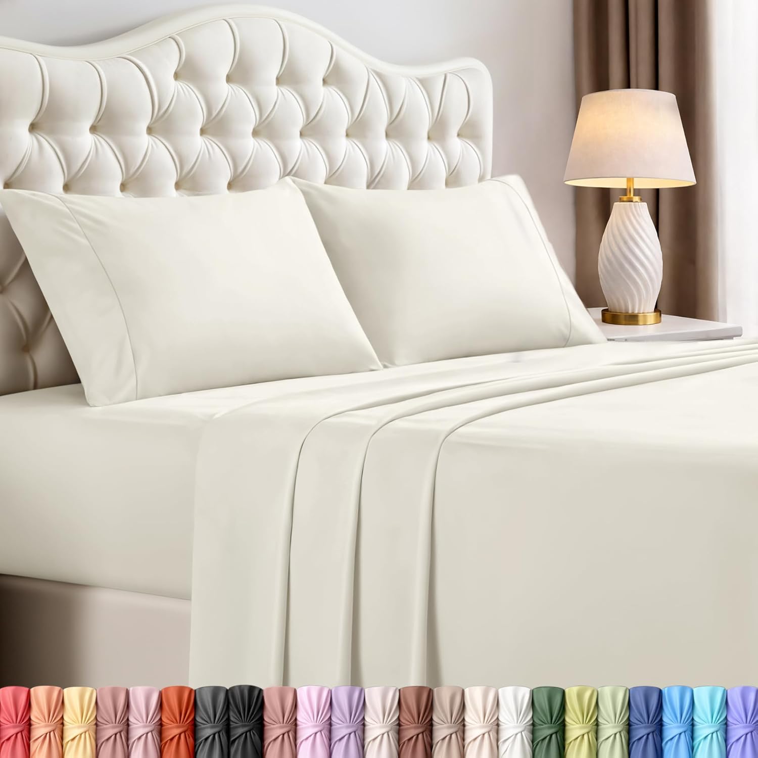 Utopia Bedding California King Sheet Set - Soft, Breathable Microfiber | 4-Piece Ivory Set with Oeko-Tex Certification
