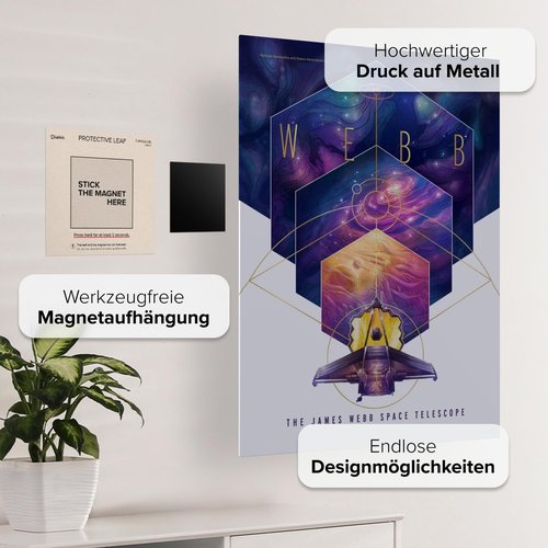 Displate Official NASA Metal Poster Magnetic Mounting Included Licensed Artwork Modern Wall Decor Telescopes Webb Poster 12.6x17.7 in