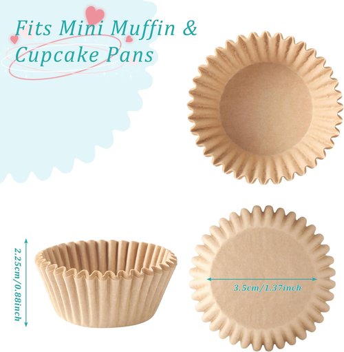 Brown Paper Cupcake Liners - 1000 Count Standard Baking Wrappers | Food-Grade Greaseproof Muffin Liners (1.4 Inch)