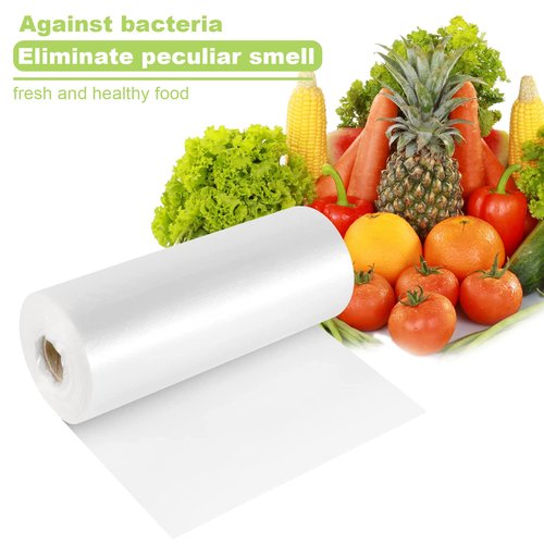 RyhamPaper Food Storage Bags, 1 Roll 16 x 20 Plastic Produce Bag on a Roll Fruits, Vegetable, Bread, Food Storage Clear Bags, 350 Bags