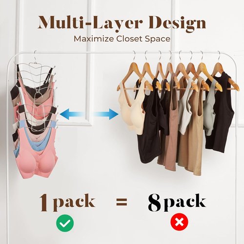 HOUSE DAY Bra Hangers - Space-Saving Closet Organizer for Bras, Camisoles & Scarves | 2 Pack