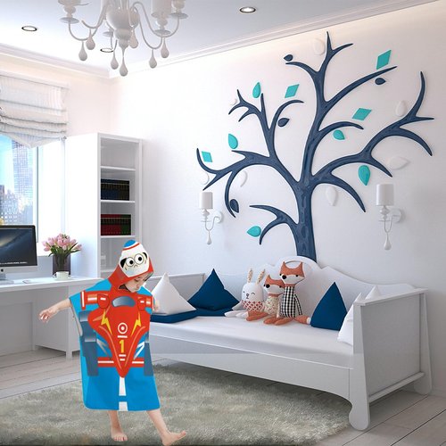 ARNUAETY Kids Hooded Beach Towel, Cartoon Car Cover Up for Beach Pool Bath, 59 x 29 Inch Super Absorbent Toddler Bath Towel for 3-8 Years Old