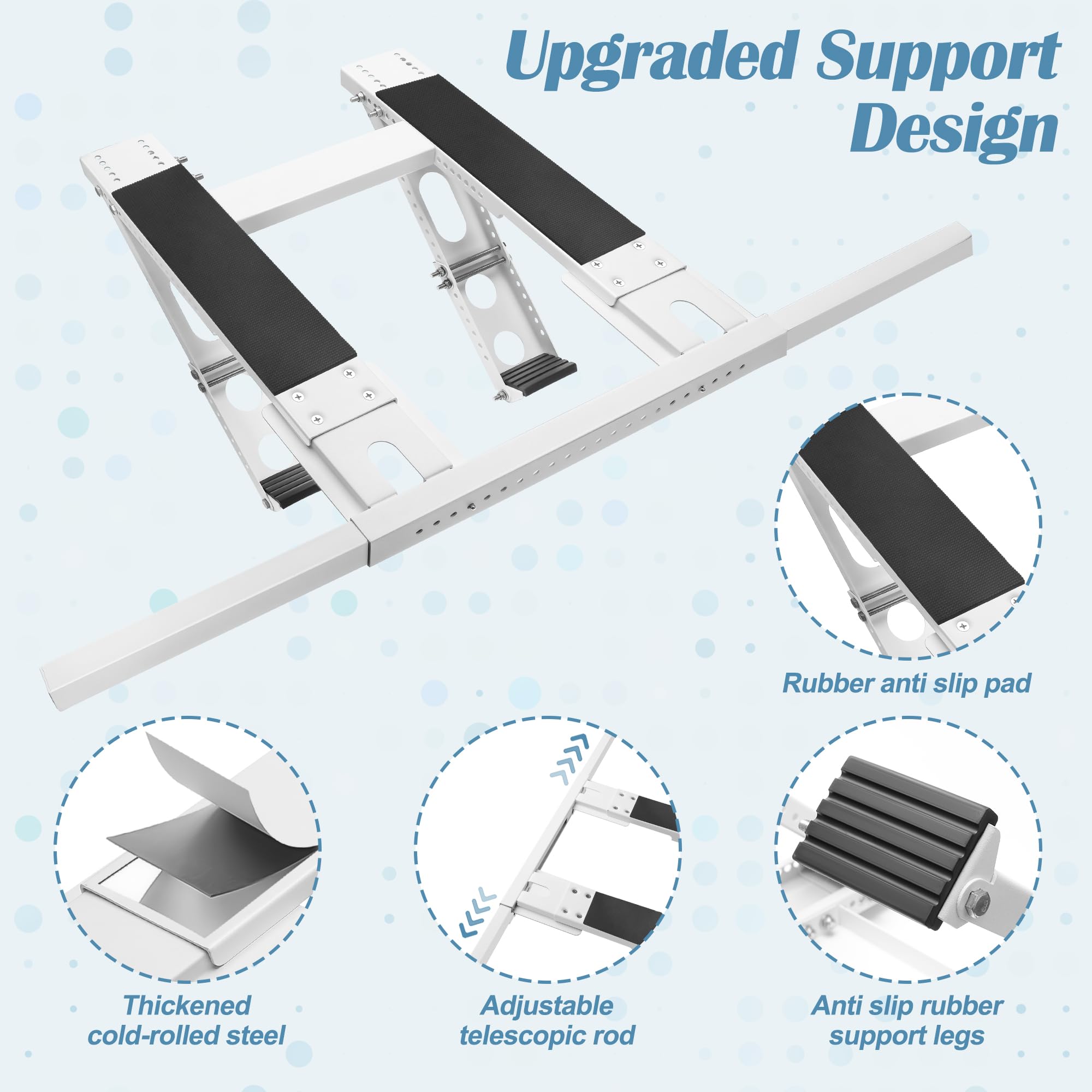 Solaradgy Window AC Bracket, No-Drill AC Window Bracket Compatible with Single & Double-Hung Windows, Heavy-Duty Holds Up to 220lbs, Double-Pole Reinforced Design