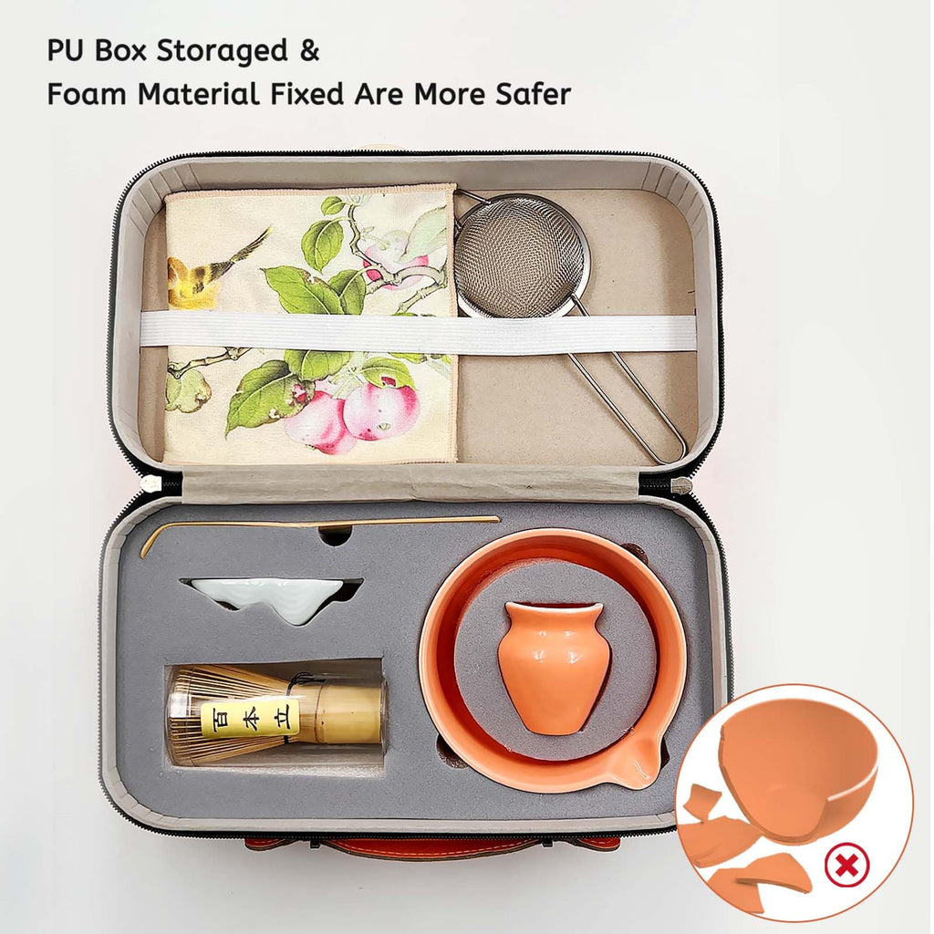 SNAIL GARDEN 8PCS Matcha Set with Storage Box, Complete Matcha Making Set Includes Traditional Bowl with Pour Spout, Whisk, Scoop, Sifter, Whisk Holder,Scoop Stand,Towel, for Ceremony, Home or Gifts