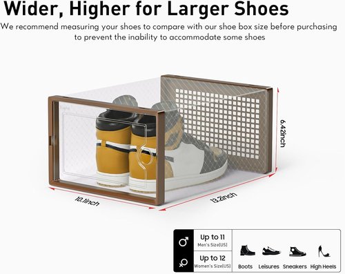 Kuject X-Large Shoe Storage Boxes - 12 Pack Clear Plastic Sneaker Organizers | Stackable Space-Saving Design
