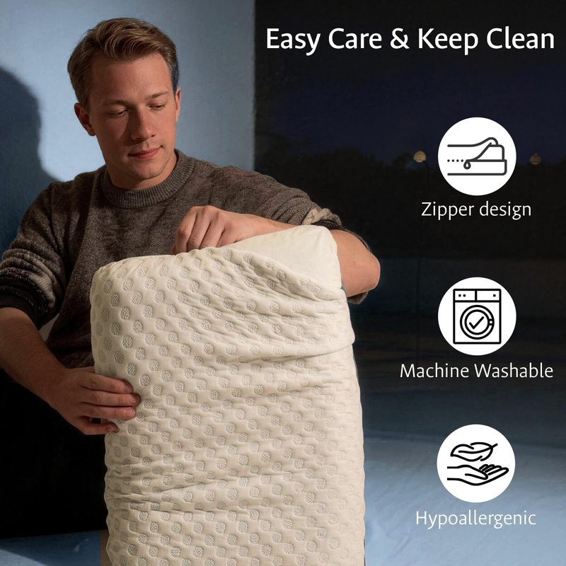 Cooling Gel Memory Foam Pillows for Sleeping Standard Size, Bamboo Rayon Bed Pillow for Back Side Sleeper, Medium Firm Contoured Support for Neck Shoulder Pain Relief, Washable Breathable Dorm Twin XL