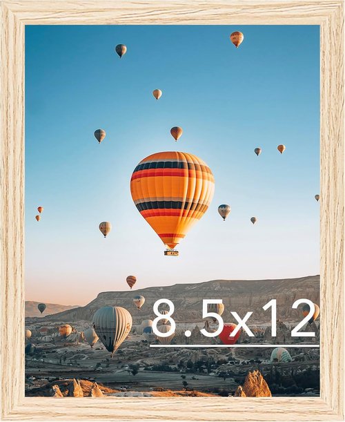JCJMY Picture Frame - 8.5x12 Wall Mount or Tabletop Display | Shatter-Resistant Plexiglass, Natural Finish