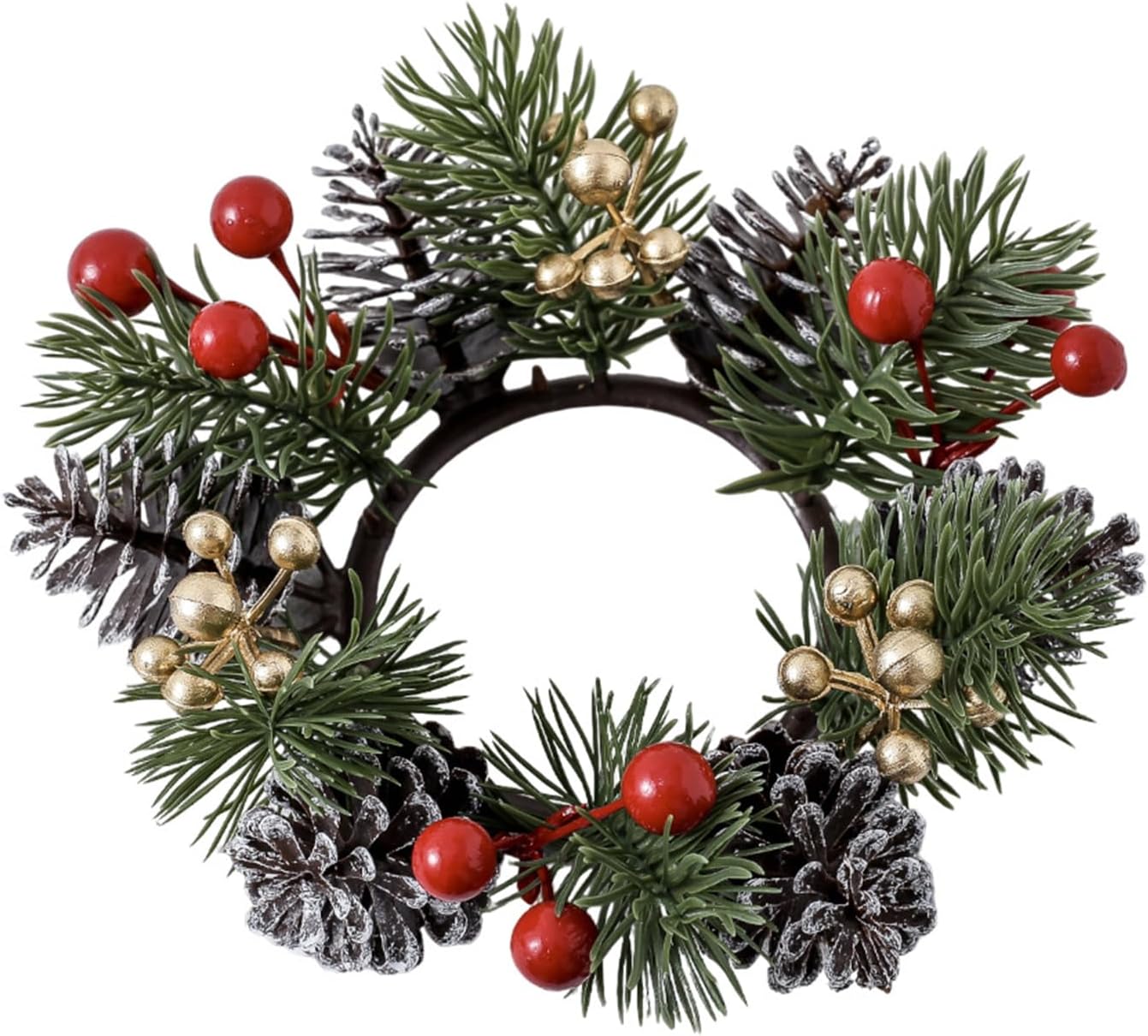 Regine Switzerland Christmas Candle Rings - Elegant Gold & Red Floral Design | Set of 2 for Holiday Decor