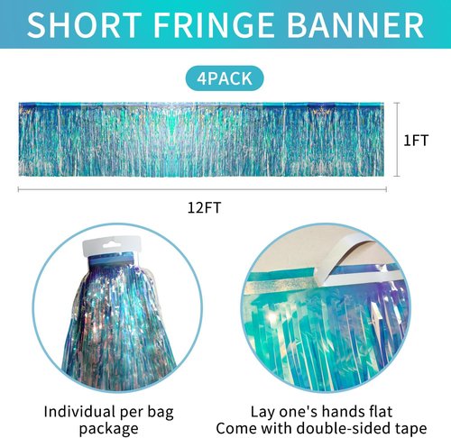 Iridescent Tinsel Garland 48FT - Sparkling Birthday Decorations for Girls - Perfect for Mermaid & Unicorn Parties