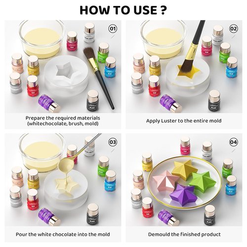 Cherrysea Luster Dust Edible Shimmer Powder - 15g Food Grade Cake Dust for Cocktails & Decorations