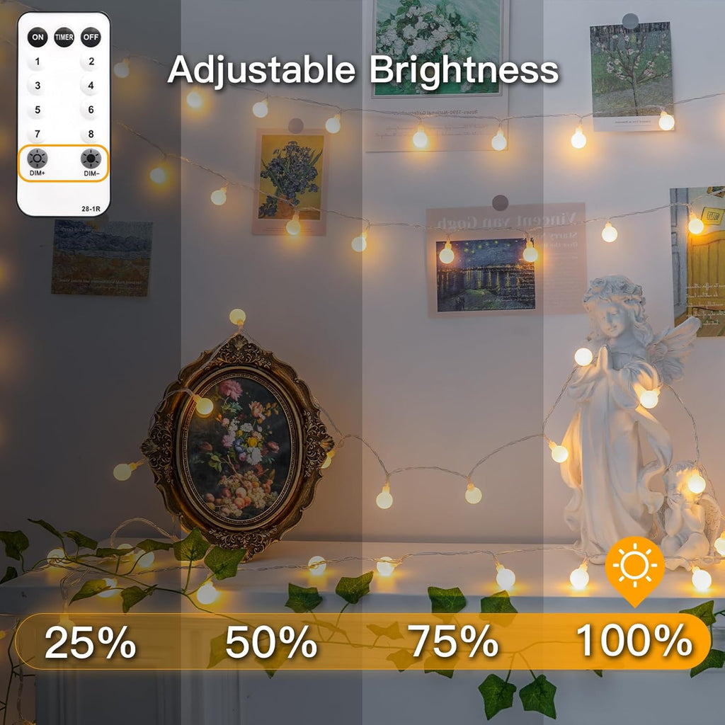 Suddus Globe String Lights - 99ft 300 LED Indoor/Outdoor Fairy Lights with Remote | Warm White