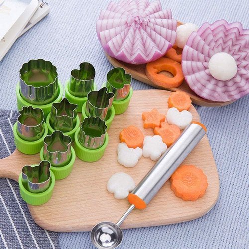 LetGoShop Cookie Cutter Set - 12 Shapes Biscuit Cutters with Safety Handle & 10 Cartoon Food Forks