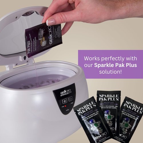 GemOro Sparkle Spa | Personal Ultrasonic Jewelry Cleaner with 3 User-Programmable Timed Cleaning Cycles | Professional Performance Machine for Rings Watches Glasses Earrings (1783)