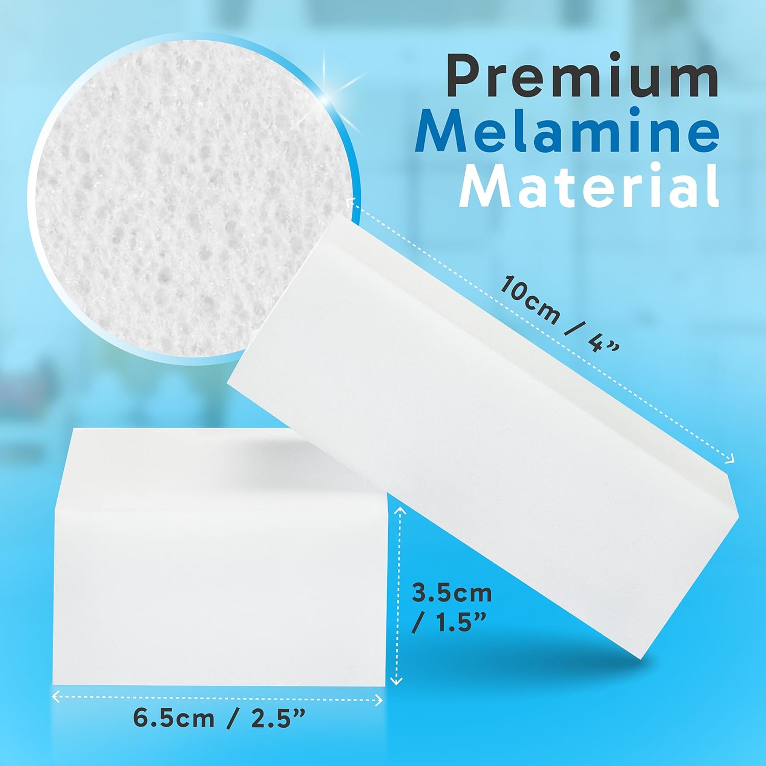 Skiennix Extra Large Eraser Sponge - Extra Thick, Long Lasting Melamine Cleaning Pads | 20 Pack, White Foam for Home & Office