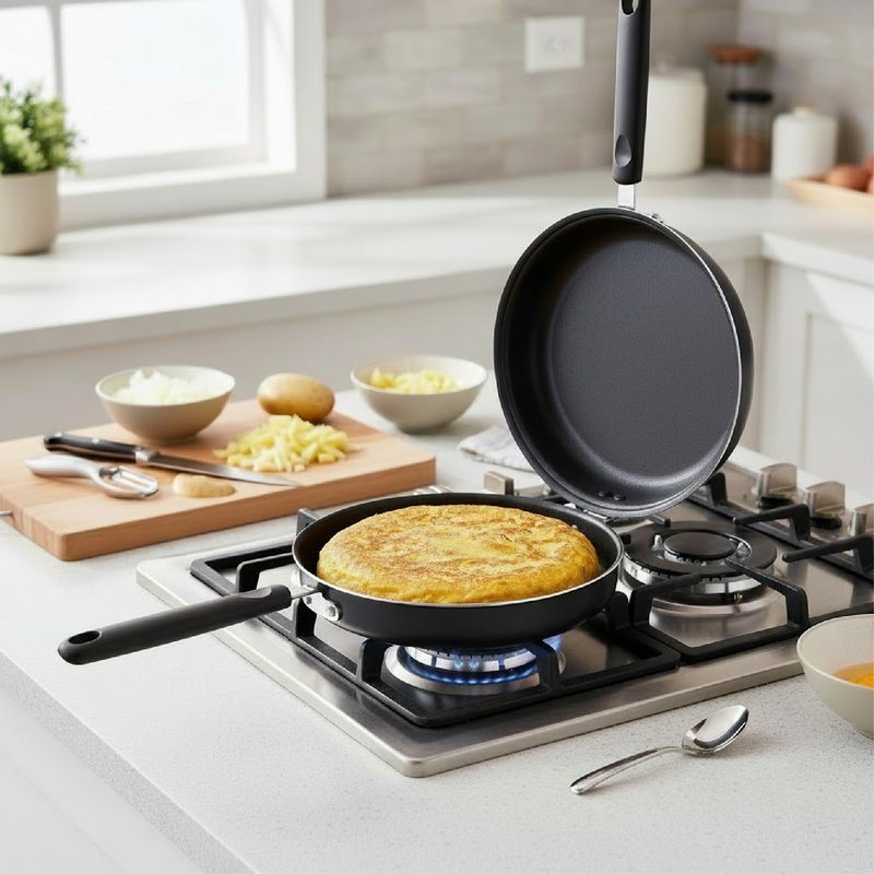 IBILI Nonstick Double-Sided Omelette Pan 7.8 Inch | Made in Spain | Frittata Frying Pan for Easy Flipping, Reinforced Cast Aluminum, PFOA-Free, Food-Grade, Induction Compatible, pancake Maker