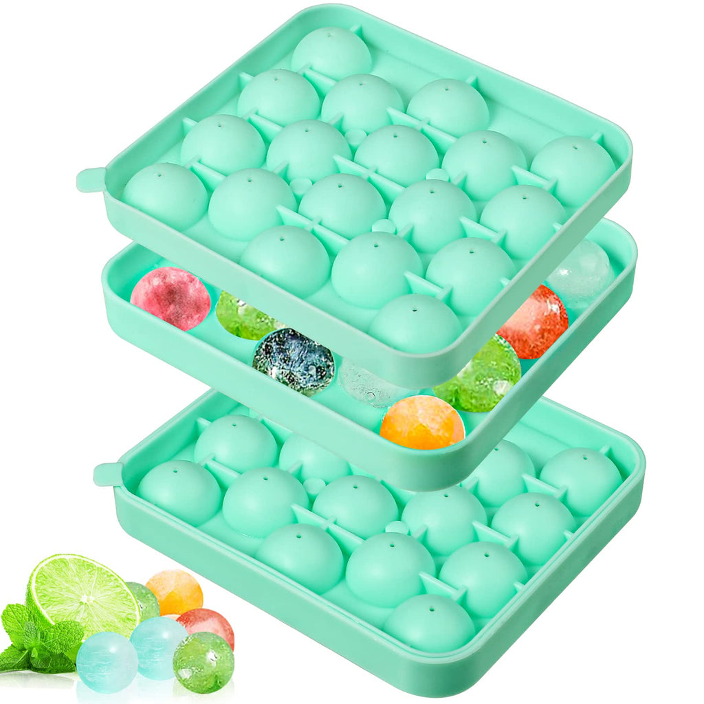 Webake 2 Pack Sphere Ice Cube Trays - 1.1" Small Round 36pcs Ice Ball Maker, Flexible Silicone Molds for Cocktails, Whiskey, Tea & Coffee - Easy Release & BPA Free (Green)