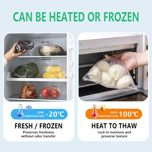 9527 Product 12" x 16" Clear Plastic Produce Bag, Food Storage Bag on a Roll, 350 Bags One Roll (2 Rolls), Freeze/Heat Clear Bag for Bread, Meat, Vegetables, Fruits