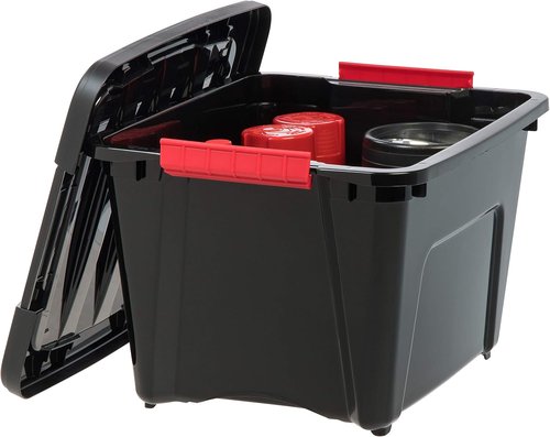 IRIS USA 19 QT Plastic Storage Box - BPA-Free, Durable Latching Containers - 6 Pack, Black